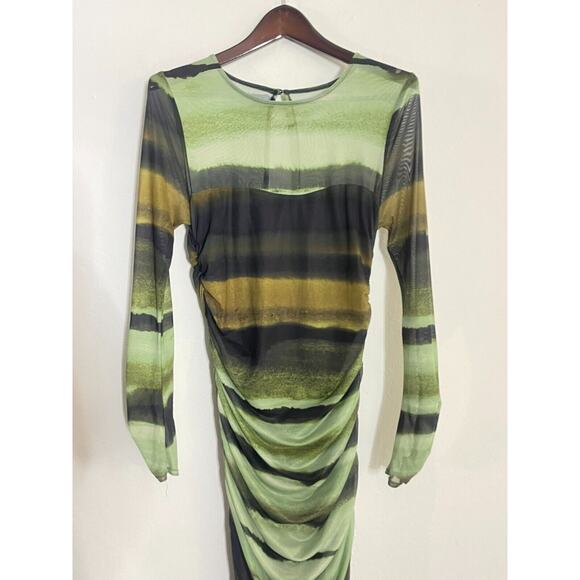 Anthropologie Striped Midi Dress - Green and Black - Picture 4 of 10